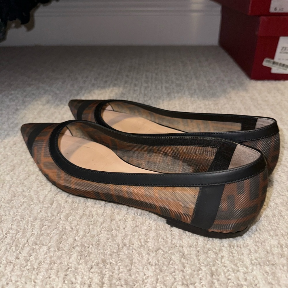 Fendi Black and Brown Mesh Flats